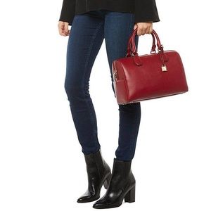 Michael Kors Cherry Mercer Studio Red Leather Satchel Duffel & Crossbody Strap
